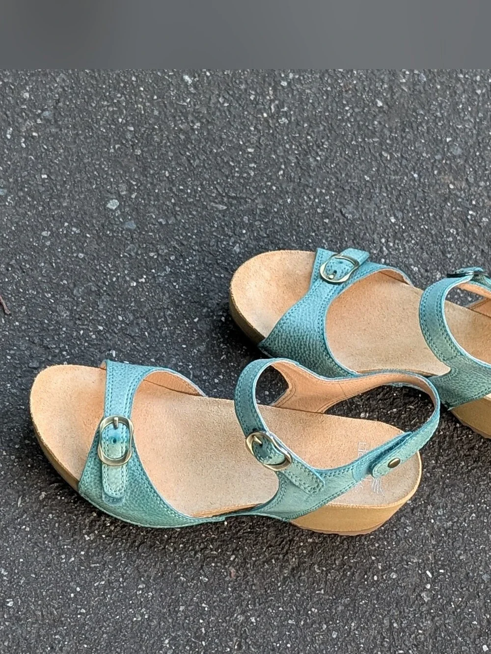 Dansko Teal Leather Open-Toe Slingback Sandals (New) - Picture 6 of 10